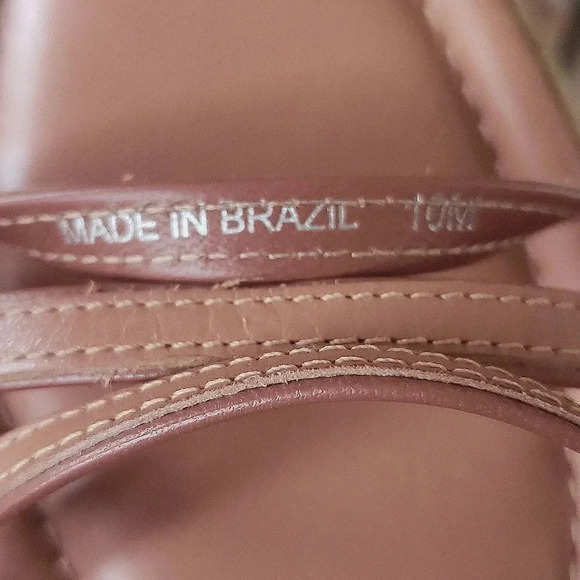 A M 10 Boho Chic Leather Strappy Espadrilles Wedge Sandals New - Picture 6 of 8